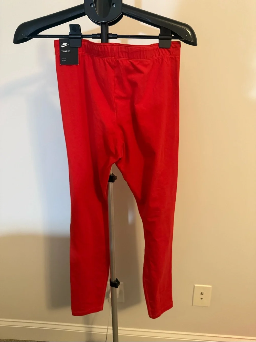 Womens Nike Red Leggings with Leopard Swoosh NWT